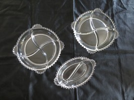 3 Vtg. IMPERIAL Crystal CANDLEWICK Divided SERVING DISHES - (2) 8&quot; &amp; 6-3... - $14.85