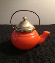 70s Avon Little Teapot with gold top and handle bath foam bottle (Lemon Velvet) image 3