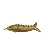 Vintage Articulated Yellow Gold Fish Pendant with Garnet - $750.00