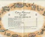 Cottage Restaurant Menu Placemat Younge Street Toronto Ontario Canada - £14.28 GBP