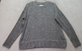 Lucky Brand Shirt Top Womens Small Gray Knit Viscose Long Sleeve Round Neck Slit - $19.79
