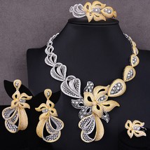 Luxury Trendy Flowers Nigerian Jewelry sets For Women Wedding Cubic Zircon CZ Du - £178.56 GBP
