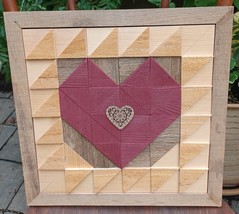 Dimensional Wood Heart Quilt Square - Show Your Love to Someone Dear! - £47.95 GBP