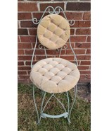 Teena TALL 24&quot; Seat Vanity Stool/Chair Scroll Wrought Iron Metal Tufted ... - $6,595.95 MXN
