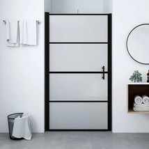 vidaXL Tempered Glass Shower Door, Black, 35.8"x76.8", Frameless, Easy Install - $449.49