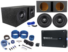 (2) Rockville W10K6D4 V2 10&quot; 4000w Subwoofers+Vented Box+Mono Amplifier+Amp Kit - £503.79 GBP