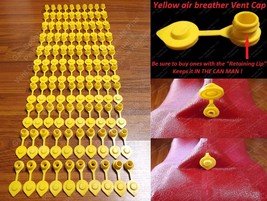 100 Yellow VENT CAPS Gas Fuel Can Midwest Blitz Wedco Briggs Scepter HEA... - £31.73 GBP