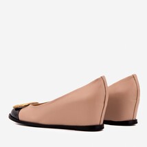 The Selene Beige & Black Leather Wedge Heel Women Shoe image 6