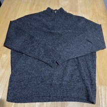 Enzo Mantovani Sweater Mens L Grey Pullover 100% Wool 1/4 Zip Knit Light... - $23.24