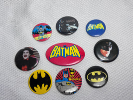 Vtg 1970&#39;s -1980&#39;s D.C. Comics BATMAN  Button Pin Lot Of 9 Movie Logo Comic - £23.70 GBP