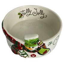 Fitz and Floyd Christmas Holly Hat Snowman Holiday Holly Jolly Candy Bowl 5.5&quot; - £22.23 GBP