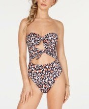 MSRP $88 Bar Iii Run Wild Printed Tie-Front One-Piece Swimsuit Size Large - £13.05 GBP