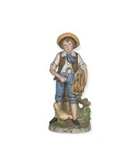 Vintage Homco Figurine Boy Harvester Bisque Porcelain #8881 - £4.95 GBP