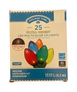 Holiday Time - 25 LED Multicolor Ultra Bright C9 Lights Green Wire 15 Ft... - £13.97 GBP