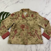 Coldwater Creek Vintage Y2k Chore Coat Jacket Size M P Tan Pink Floral C... - $34.64