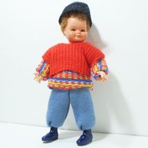 Dressed Little Boy Red over Multi-Stripe 02 0760 Caco Flexible Dollhous Miniatur - £18.20 GBP