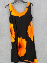 JOSTAR TANK TOP SZ L SLEEVELESS TUNIC BLACK ORANGE HIBISCUS SLINKY SPAND... - £23.88 GBP