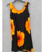 JOSTAR TANK TOP SZ L SLEEVELESS TUNIC BLACK ORANGE HIBISCUS SLINKY SPAND... - $29.99