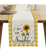 Rustic Table RunnerBurlap LinenHeat Resistant 13x90Inch Yellow White SUN... - $19.79