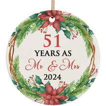 51th Weeding Anniversary Ornament 51 Years As Mr &amp; Mrs Christmas Gift Tree Decor - $15.79