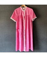 Komar House Dress Coat Snap Front Pink Floral Print White Eyelet Trim-Wo... - $529.17 MXN