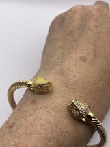 Vintage Katze Cougar Gold Gefüllt Verstellbar Armreif Armband - £51.24 GBP