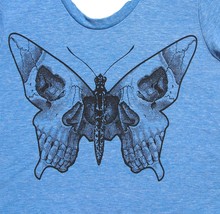 Womens butterfly skull shirt- American Apparel heather blue- available i... - £17.78 GBP