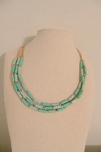 Department Store  Gold Tone Green Multi Strand Necklace M103 - £7.16 GBP