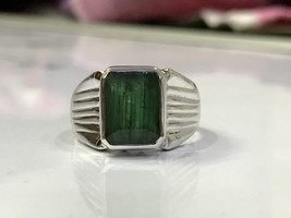 Natural emerald ring for men in 925 sterling silver - £232.20 GBP