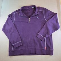 Tommy Bahama Relax 1/4 Zip Sweater XL Purple Cotton Pullover Casual - $34.95