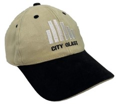 City Glass Hat Cap Beige &amp; Black Cotton Otto Adjustable One Size Advertising - £13.94 GBP