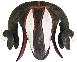 West African Habd Carved Marina Wood Famous Mask from Ivory Coast Ram Head or Te - £278.97 GBP