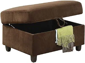 Velvet Upholstered Ottoman With Hidden Storage, Chocolate - $533.99