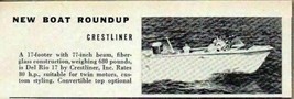 1960 Magazine Photo Crestliner 17&#39; Del Rio Boats Fiberglass Construction - $8.33