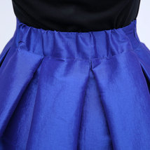 Royal Blue A-line Taffeta Midi Skirt Outfit Women Custom Size Pleated Skirt image 5