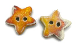 2Pc Handmade Ceramic Sewing Buttons, Large Star Shaped For Coat, Jacket, Crafts - £10.27 GBP+