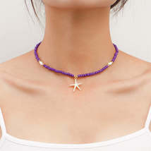 Purple Howlite &amp; 18K Gold-Plated Beaded Starfish Pendant Necklace - £10.35 GBP