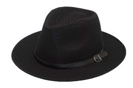 New Black - Light Mesh Fedora Wide Brim Cowboy Style Hat Summer - £26.86 GBP