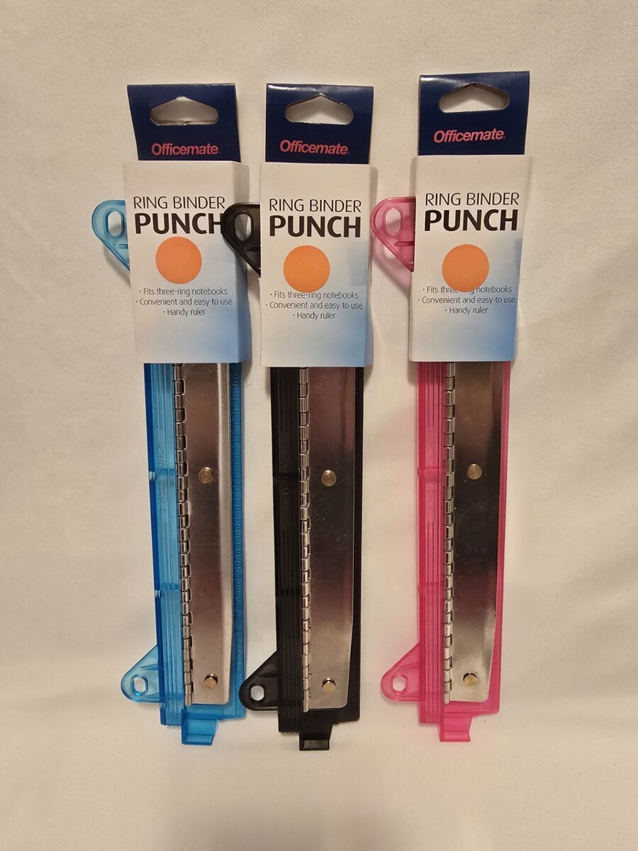 Officemate Ring Binder Punch and Ruler Fits Three-Ring Notebooks - Lot of 3 - $12.86