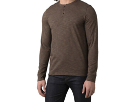 New Mens M Prana NWT Ronnie II Shirt 1/4 Button Henley Oak Barrel Organic Brown - £103.99 GBP