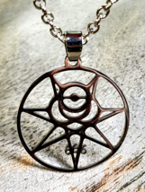 Aleister Crowley Magick Occult Thelema Sigil 666 Satanic Pendant Necklace Chain - £7.66 GBP