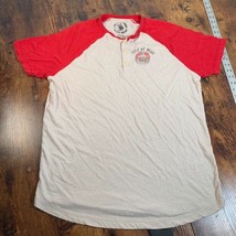 Lucky Brand Shirt Mens Large Beige Red Henley Short Sleeve Skull Jon Con... - £19.39 GBP