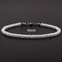 New Fashion Imitation Pearl Chain Bracelet Men Handmade Classic Stainless Steel  - £14.25 GBP