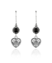 Sterling Silver Filigree Art Heart Shaped Gemstone Dangle Earrings for Women - $25.99