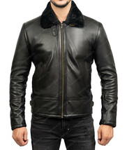 Men&#39;s vintage BLACK Leather Bomber Jacket All Size - £156.03 GBP