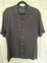 Allsaints NWT Venice Solid Black Short Sleeve Camp Shirt Relaxed Fit L - £63.94 GBP