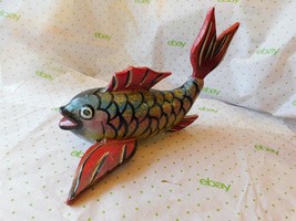 Mexican Polychrome Folk Art Hand Carved Painted Wooden Medium Fish Mexico    #3 - £56.90 GBP