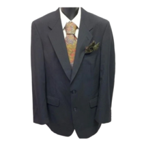 Jack Henry Mens Two Button Blazer Navy Pinstripe 100% Wool Lined Notch U... - $53.19
