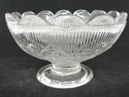 McKee Bellflower Round Compote Pedestal Bowl Ribbed Flowers Vine Scallop... - £36.93 GBP