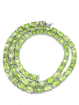 Green Peridot Tennis Mens Chain Necklace Natural Peridot Mens Tennis Nec... - £401.20 GBP